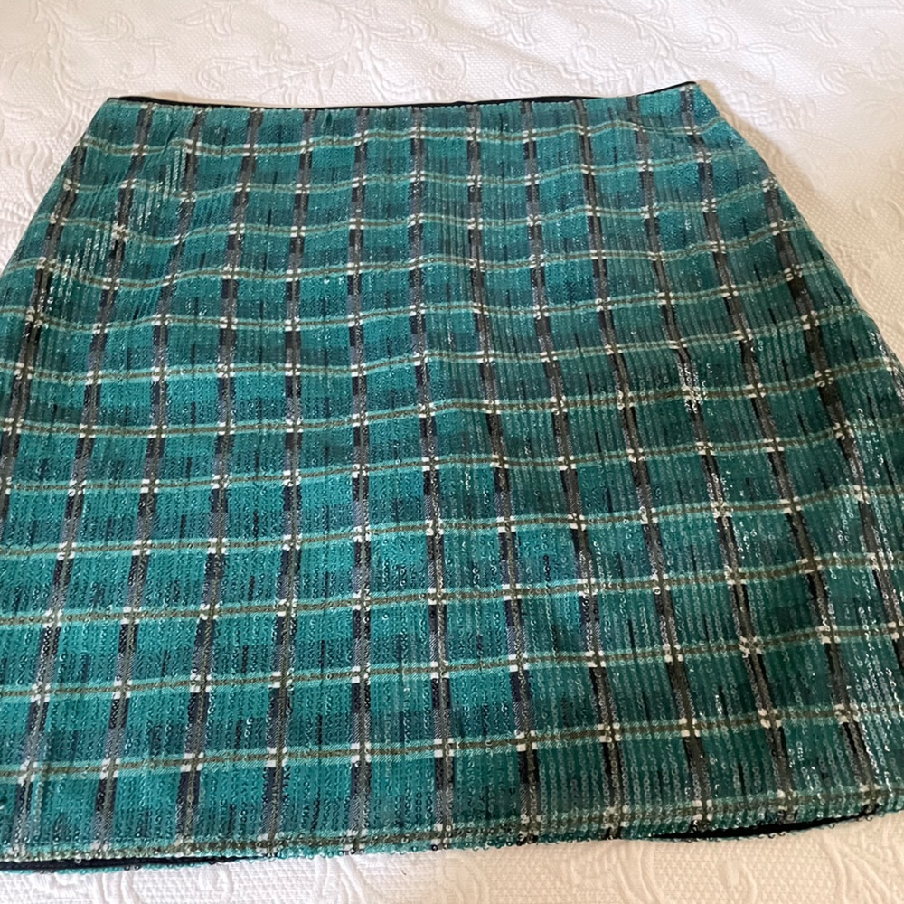 Hutch London Plaid Sequin Skirt